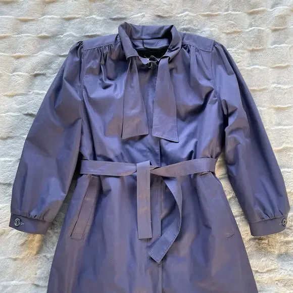 🔥Vintage 80 USA London Fog Bow Tie Neck Fleece Lined Classic Preppy Trench Coat - Picture 7 of 15